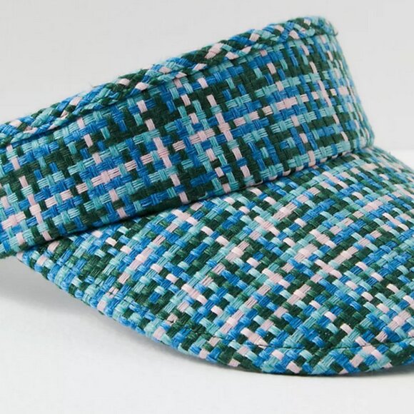 Lele Sadoughi Tweed Visor in Lawn Check main image 8